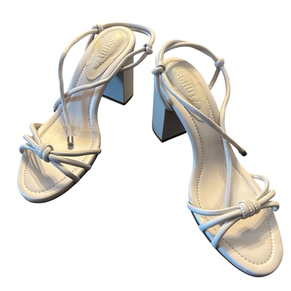 Schutz Kate Block Heel Tie Ankle Strap Strappy Heels NEW Size 7.5 - Picture 3 of 10